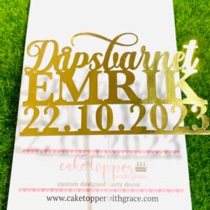 Any name with date cake topper - Baptism