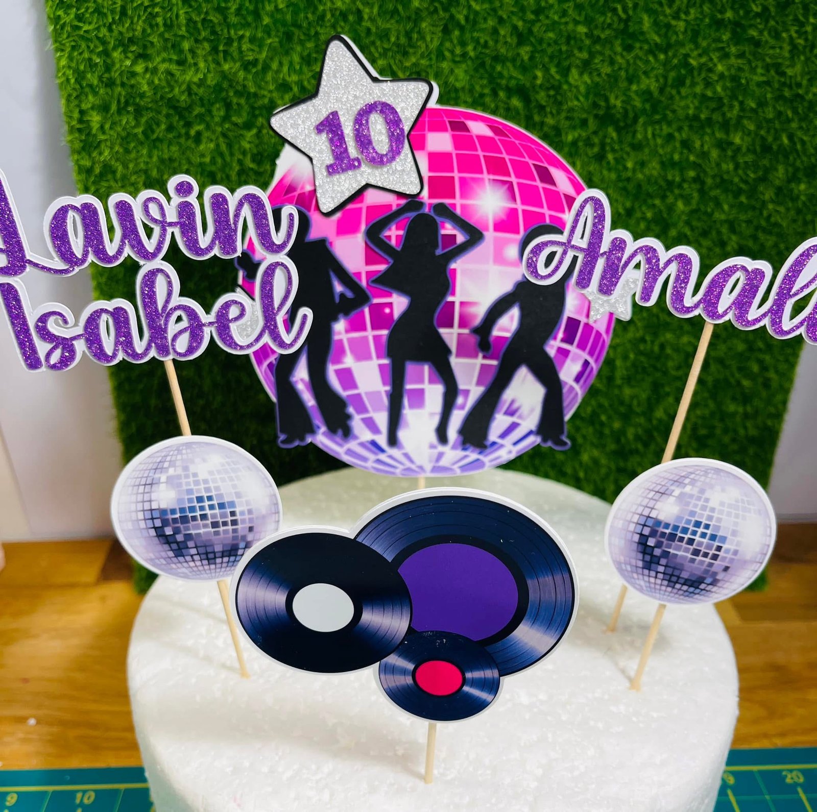 Disco Retro Theme Cake Topper