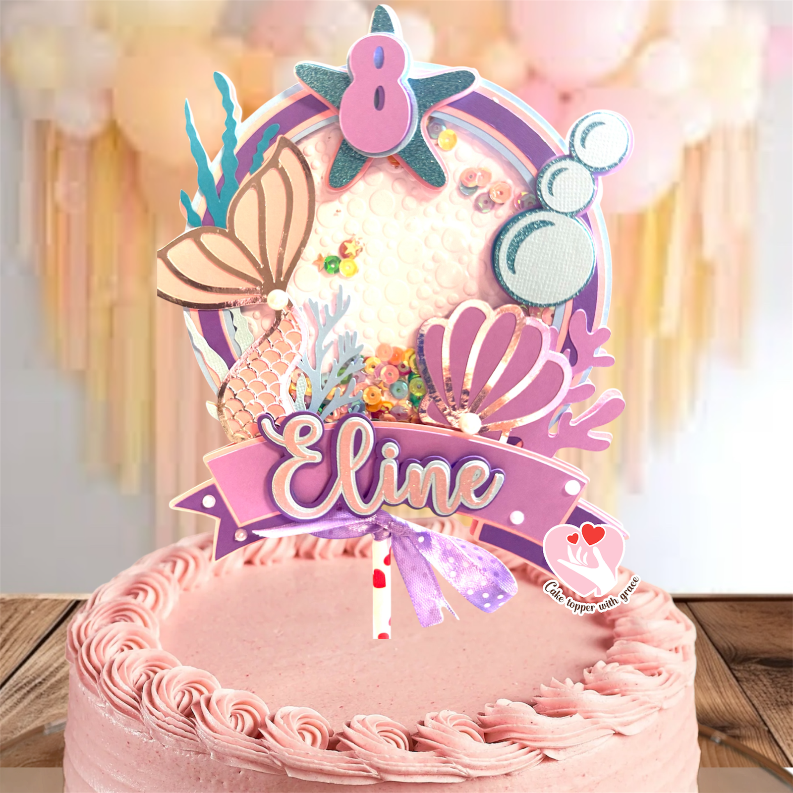 3D Shaker Mermaid Cake Topper - Image 2