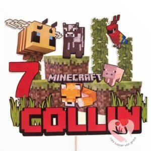 Minecraft theme Cake Topper