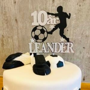 Football cake topper - with name and age
