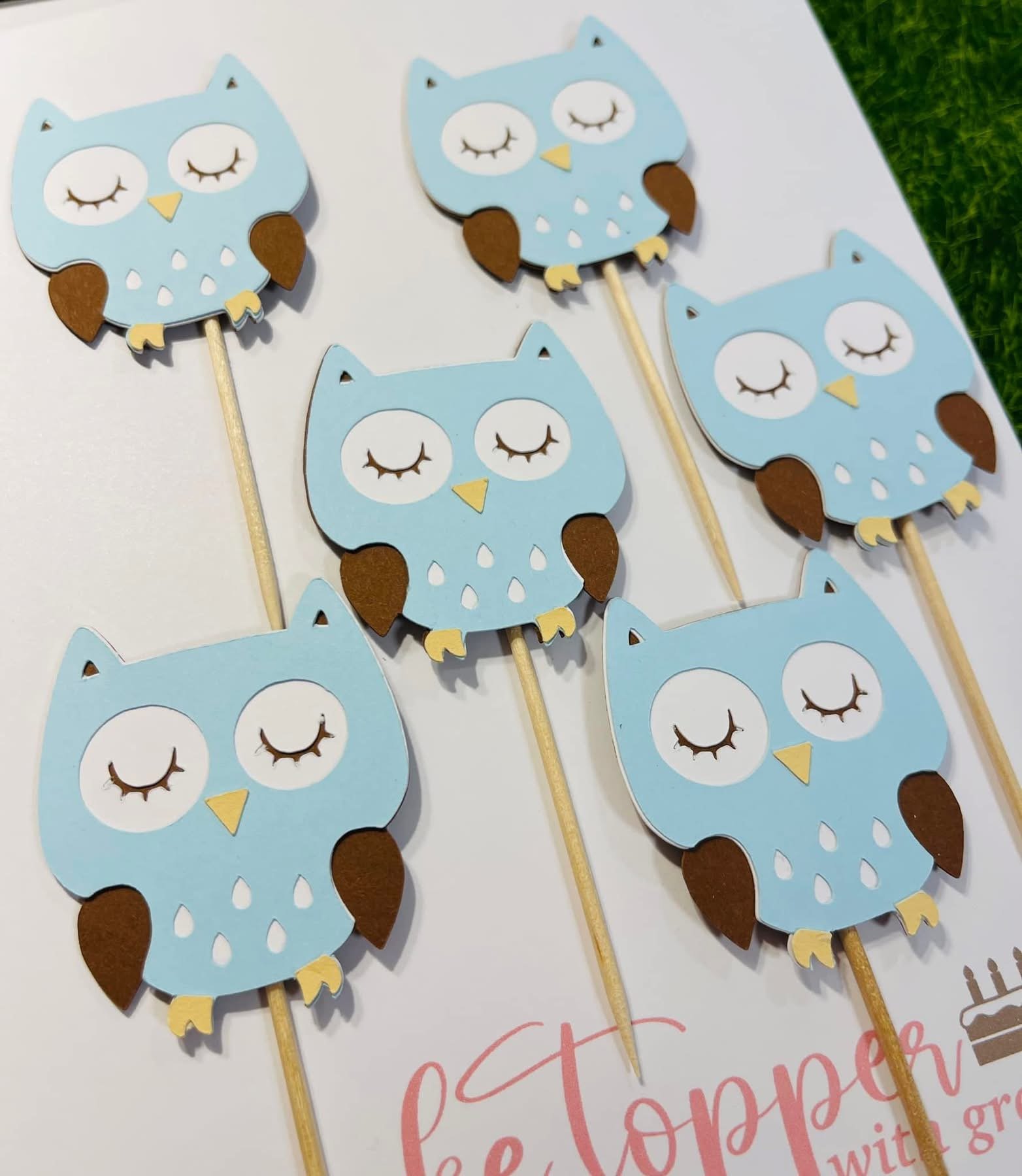 Whimsical Owl Cupcake Toppers 6 pcs - Image 4