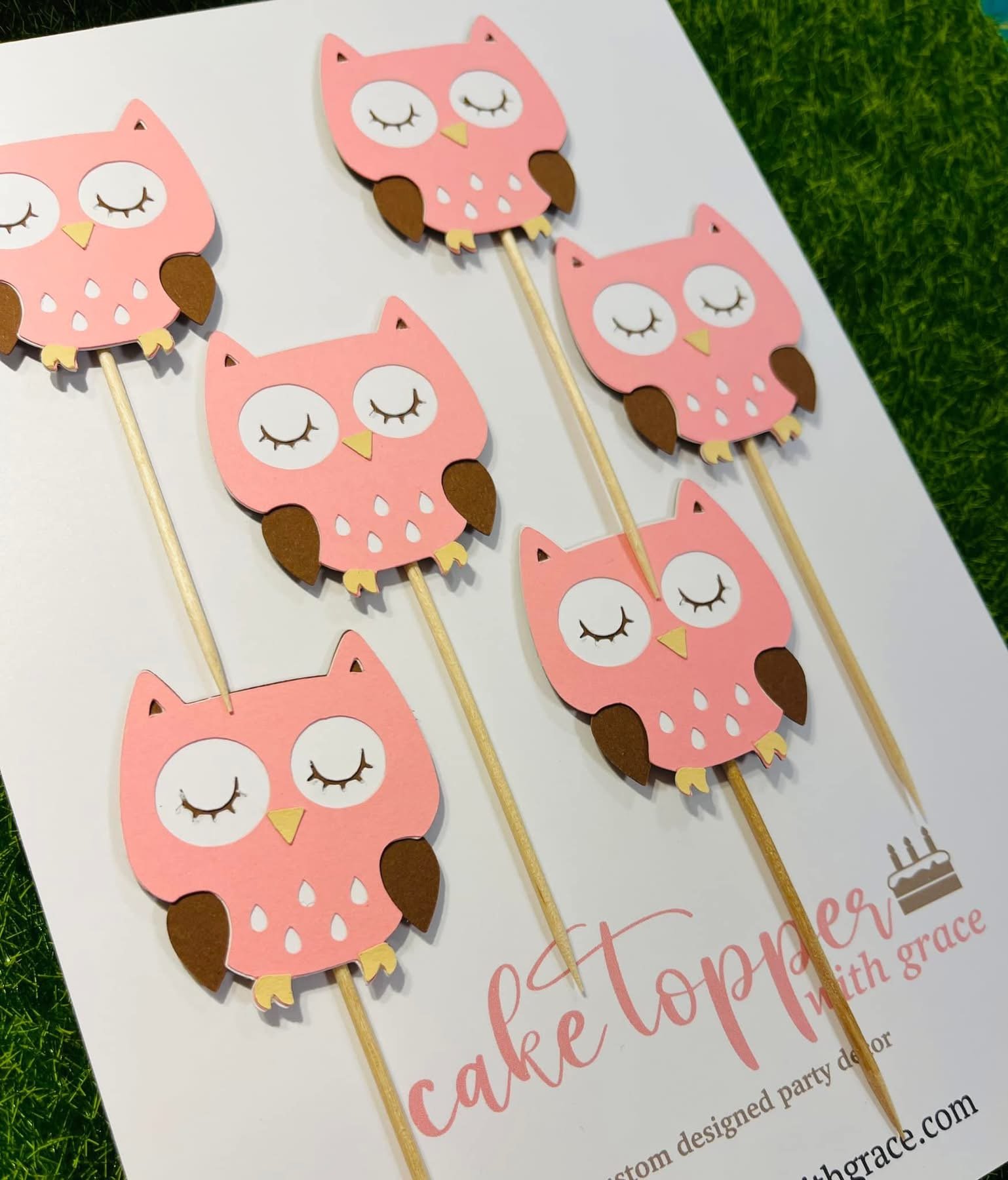 Whimsical Owl Cupcake Toppers 6 pcs - Image 6