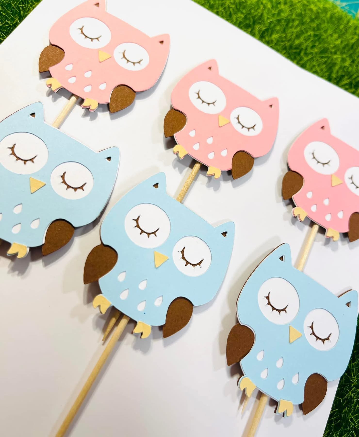 Whimsical Owl Cupcake Toppers 6 pcs - Image 2
