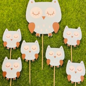 Owl cake and cupcake toppers (set)