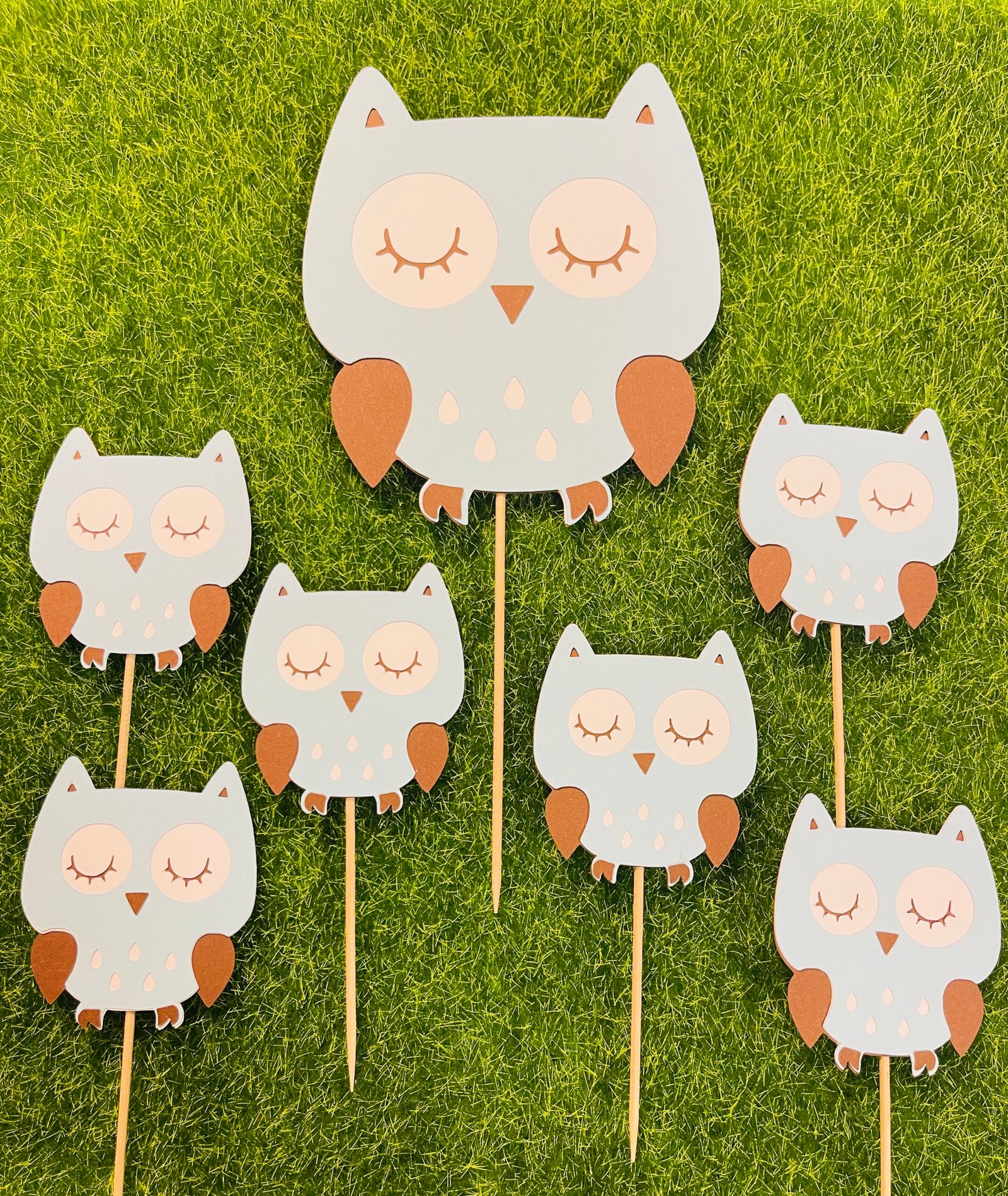 Owl cake and cupcake toppers (set)