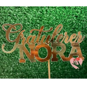 Gratulerer with name cake topper