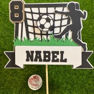 Football cake topper - with name and age