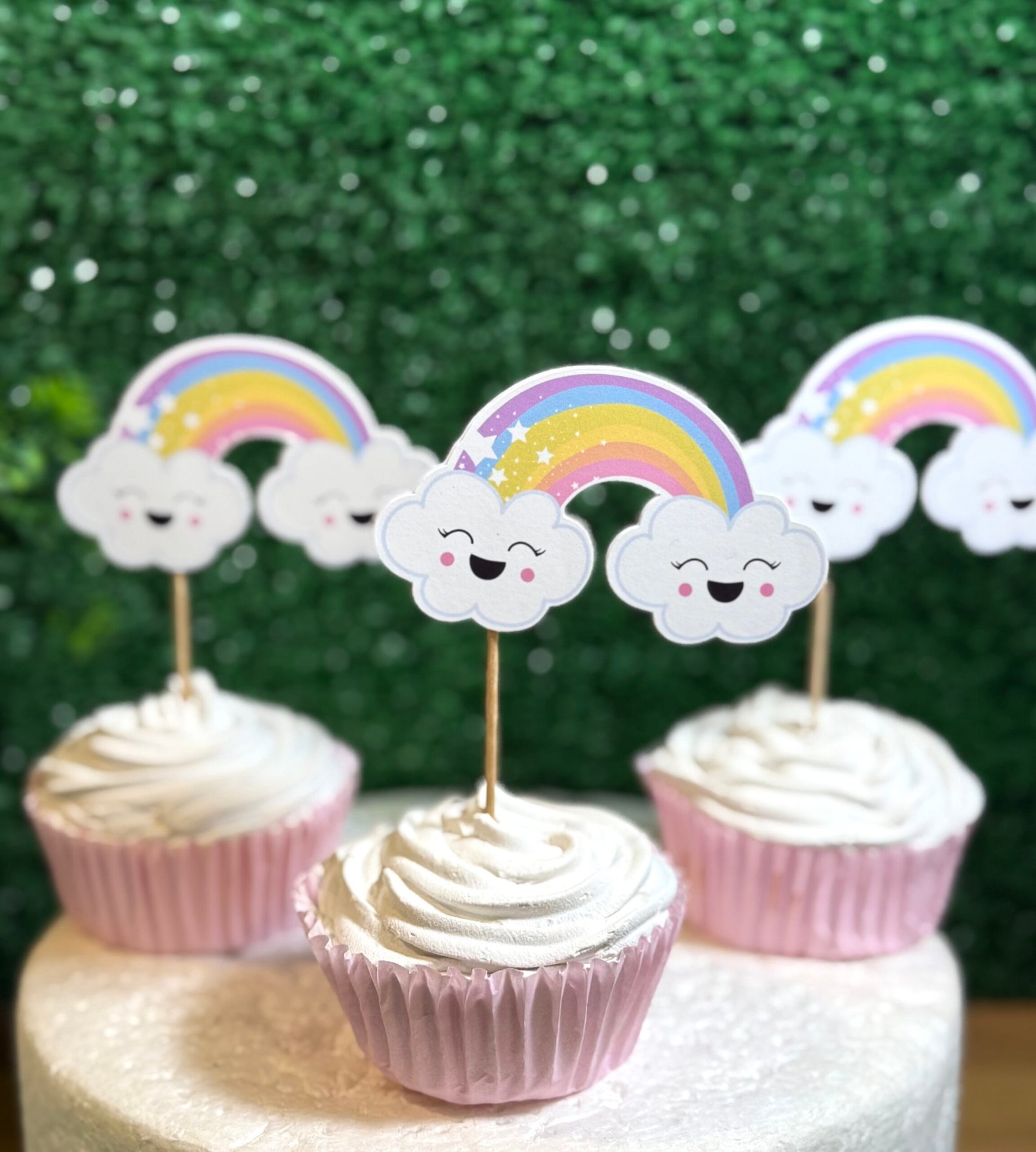Cute Rainbow Cupcake Toppers 12 pcs